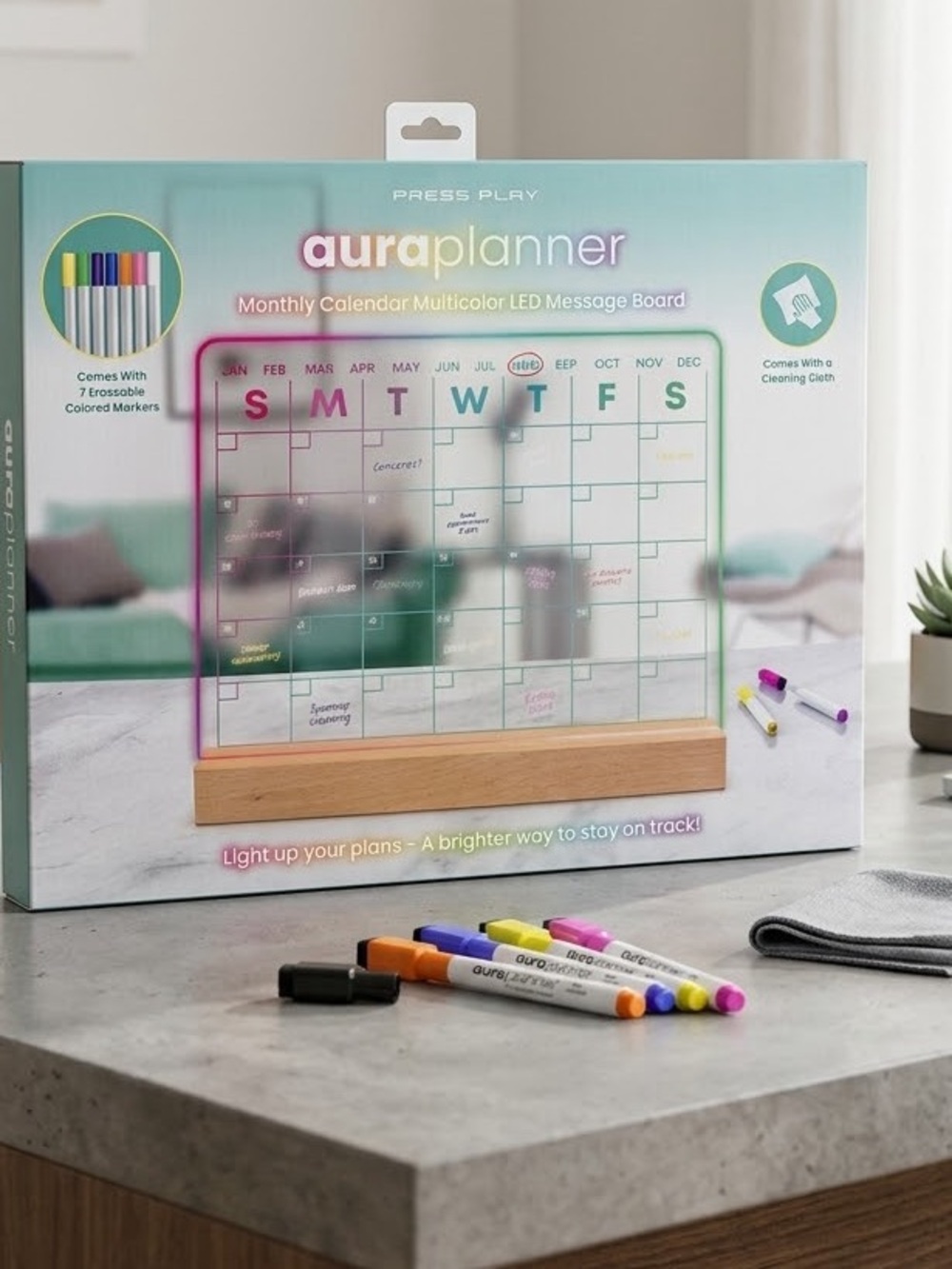 AuraPlanner Multicolor LED Monthly Calendar